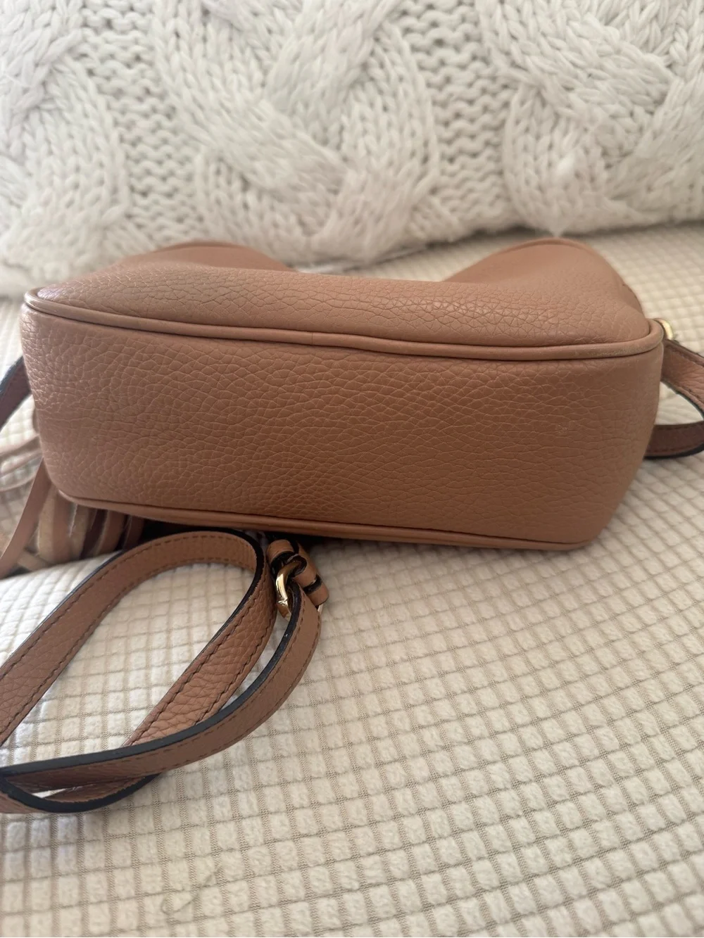 Gucci Brown Leather Crossbody Disco Bag with Tassel